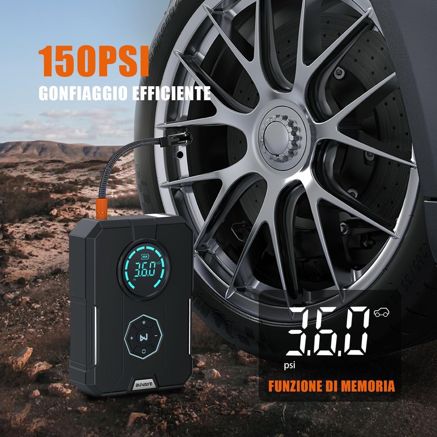 Avviatore Batteria Auto con Compressore Portatile